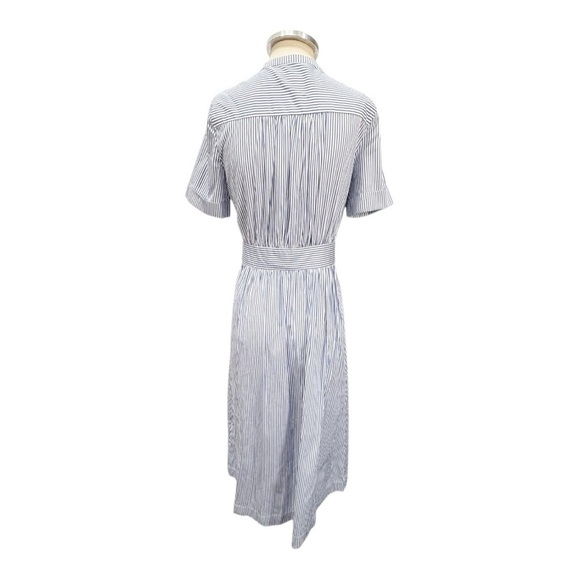AYR The Villa Short Sleeve Belted Midi Shirt Dress Blue Stripe Size XS - Picture 5 of 11